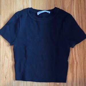 Zara Black Short Sleeve crop top size s